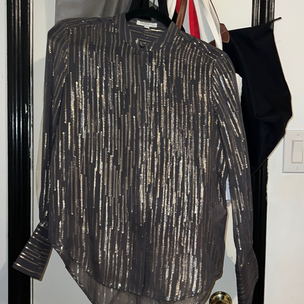 Grey With Gold Lines Blouse